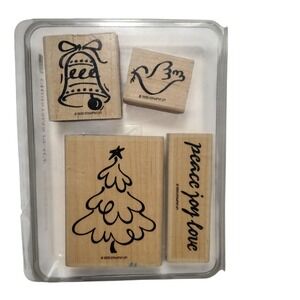 Vintage Stampin Up Christmas Peace Wood Stamps 1995 Retired 4 Piece‎